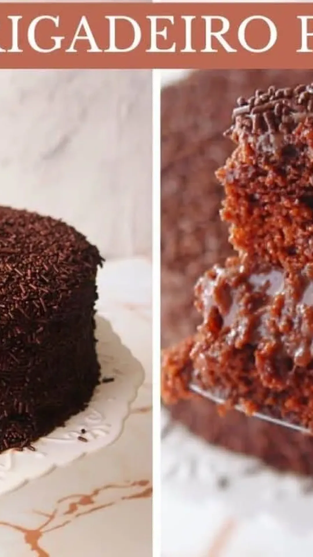Bolo de brigadeiro puro com massa fofinha e recheio cremoso