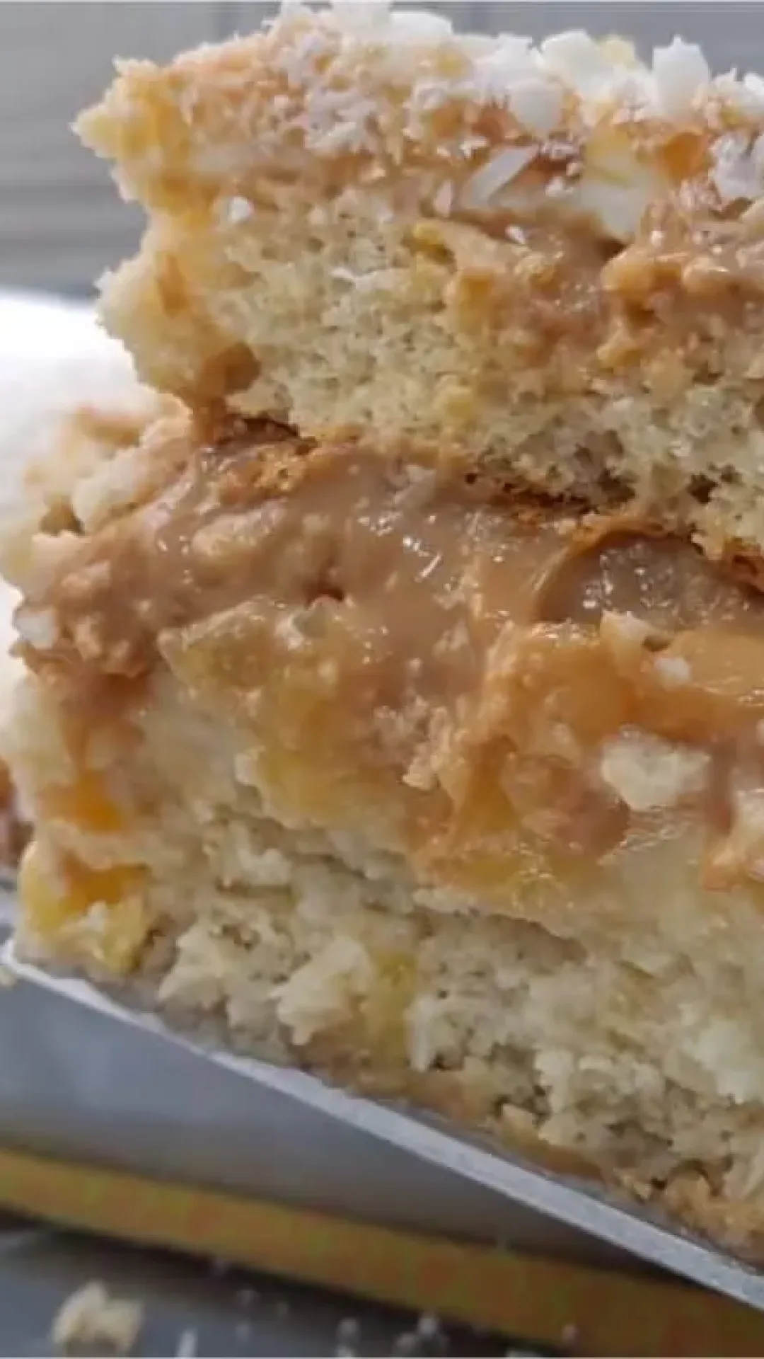 Bolo gelado recheado com creme de coco, doce de leite e abacaxi para sua sobremesa