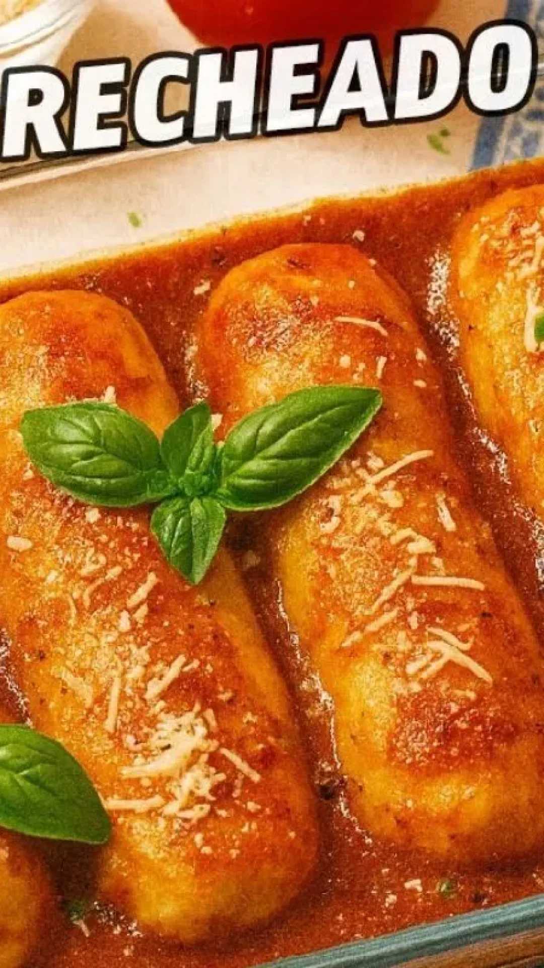 Nhocão recheado de presunto e queijo muito suculento para seu almoço de domingo