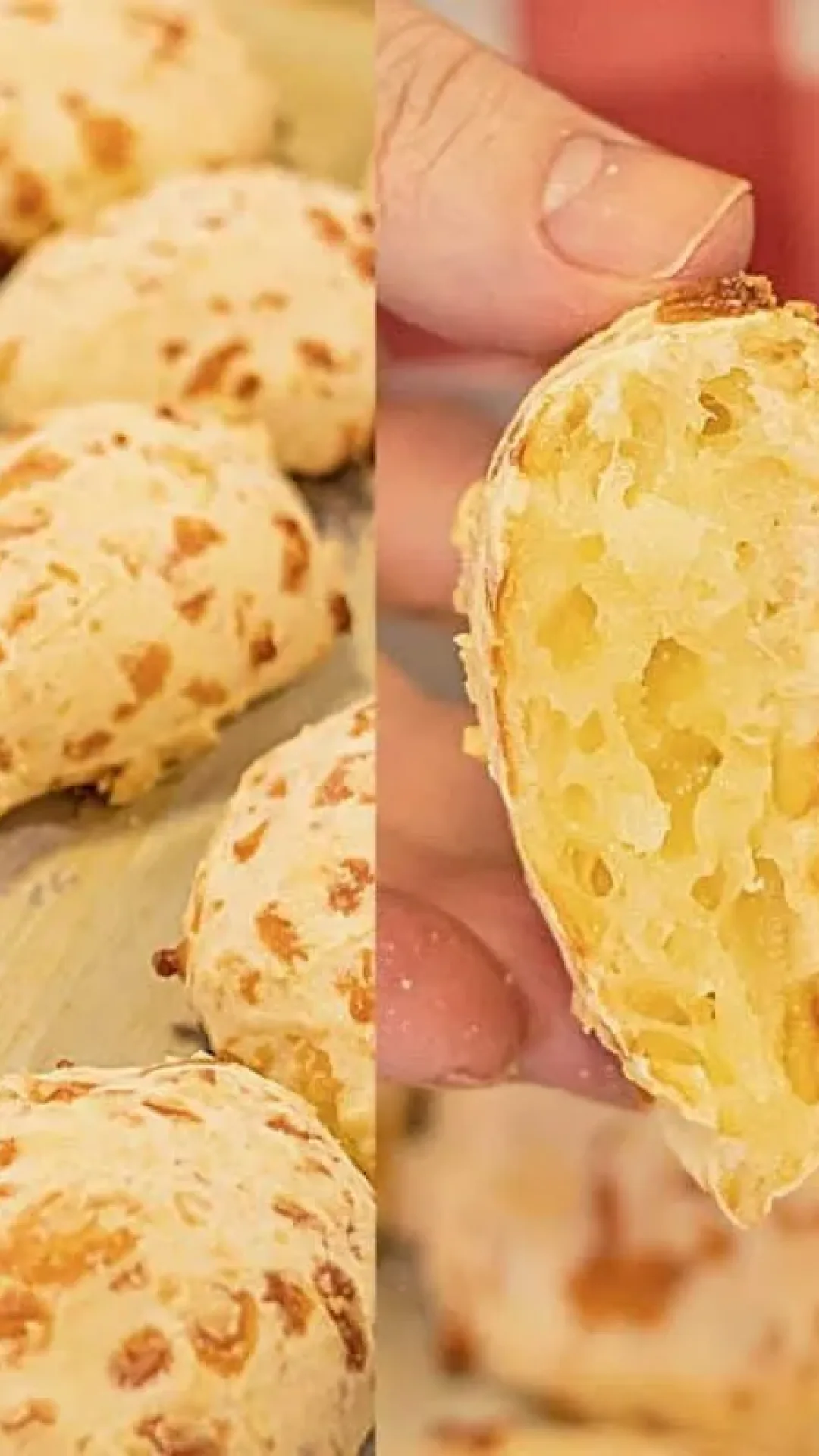 Pão de queijo fácil feito á mão, ideal pra servir quentinho no café