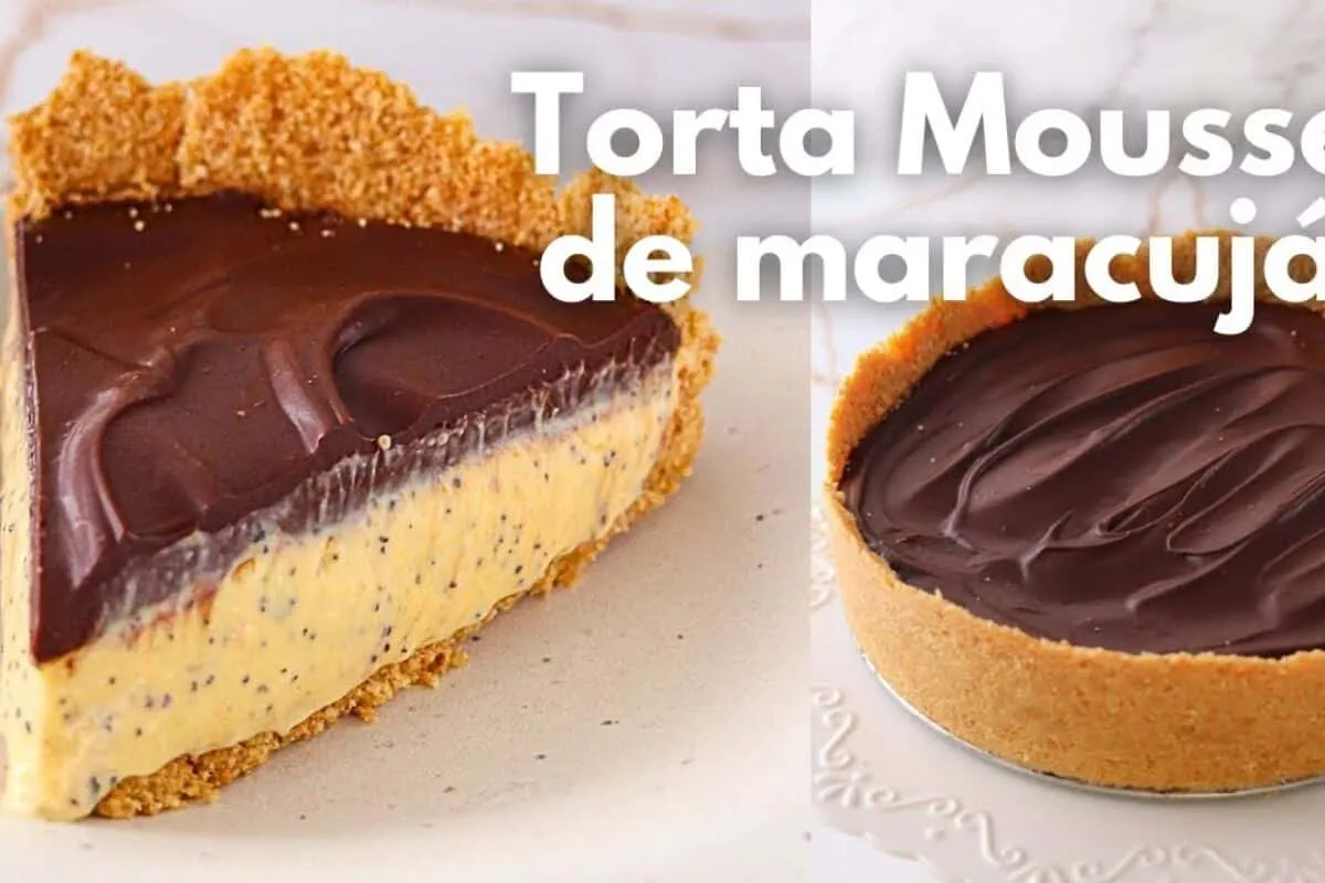Torta mousse de maracujá com chocolate, não vai ao forno e fica super cremosa e refrescante