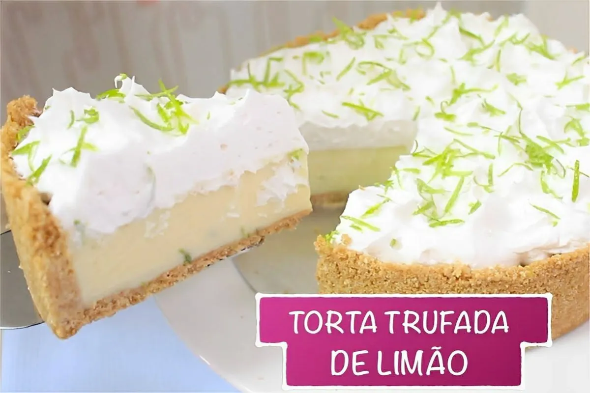 Torta trufada de limão uma sobremesa muito refrescante para servir no calor do natal