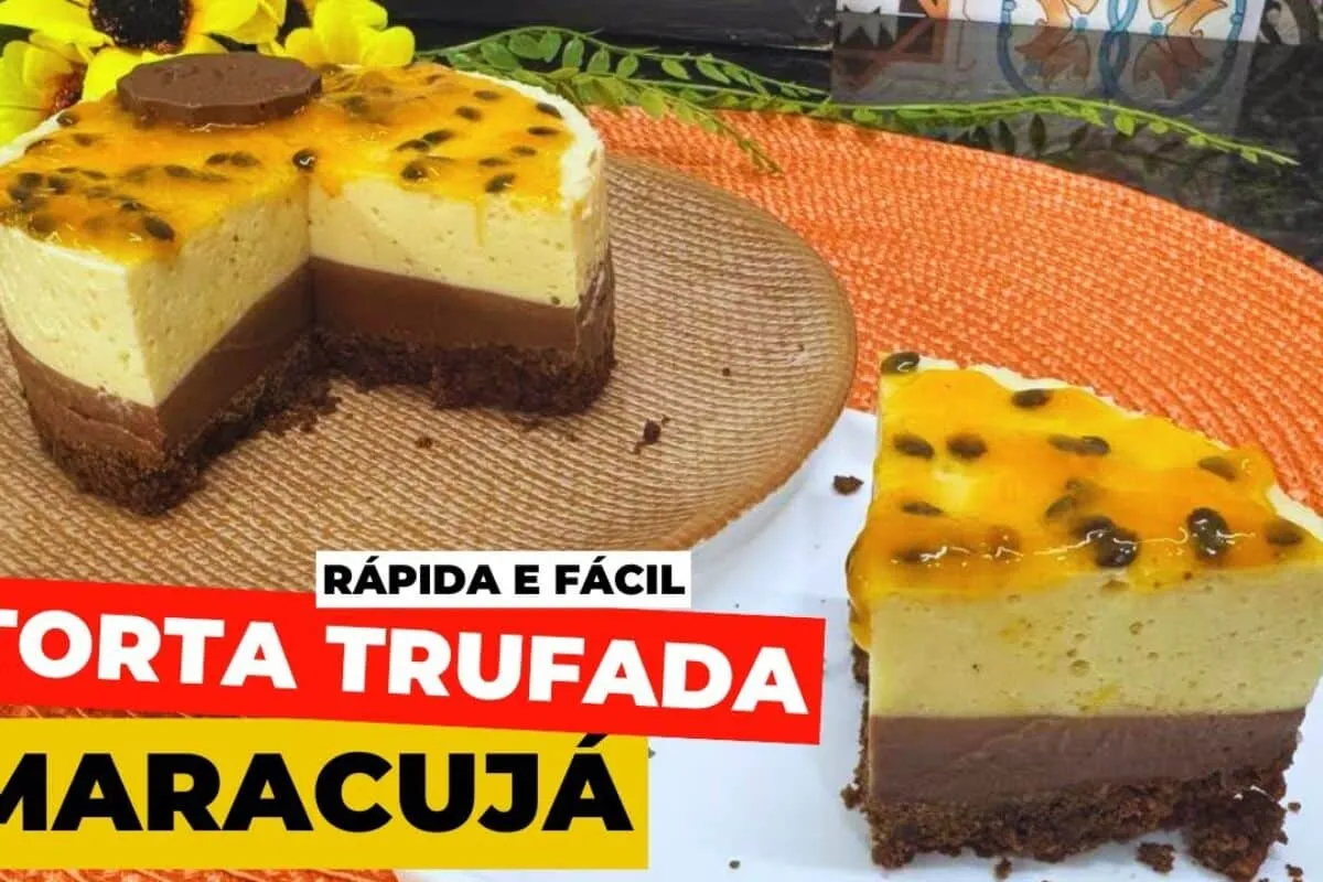 Torta trufada de maracujá fácil, rápida e muito cremosa para ser a estrela da sua sobremesa